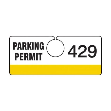 Accuform Parking Permit Tag, Numbered 500-599, Yellow, 2in x 4.75in, Laminated PF-Cardstock, 100PK TNT429YLF